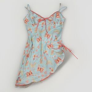 Victorias Secret Slip Dress Y2K Butterfly Ruffle Satin Asymmetric Cami Nightie